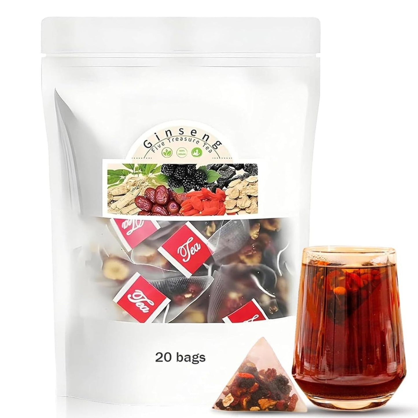 Sachet triangulaire de thé Wu bao Ginseng Wu bao