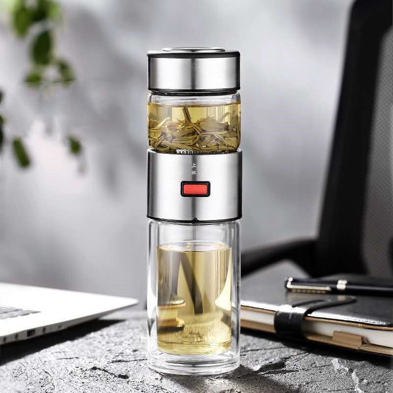 Coffret cadeau portable en verre pour séparation de thé et eau pour voiture