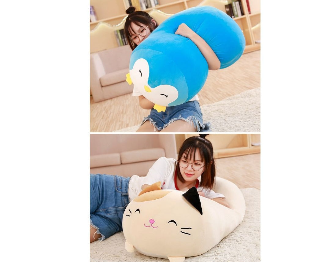 Coussin long de couchage en peluche douce et coton duvet