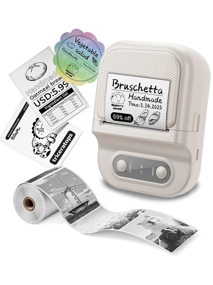 Mini Imprimante Thermique Portable Imprimante d'Étiquettes Auto-Adhésives Portable  Étiqueteuses pour Maison/Bureau/Entreprise