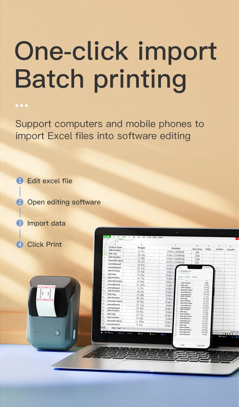 Mini Imprimante Thermique d'Étiquettes Niimbot B1 Portable Imprimante Auto-Adhésive pour Autocollants Étiquettes Rondes Rouleaux Étiquette UV Imprimante Bluetooth