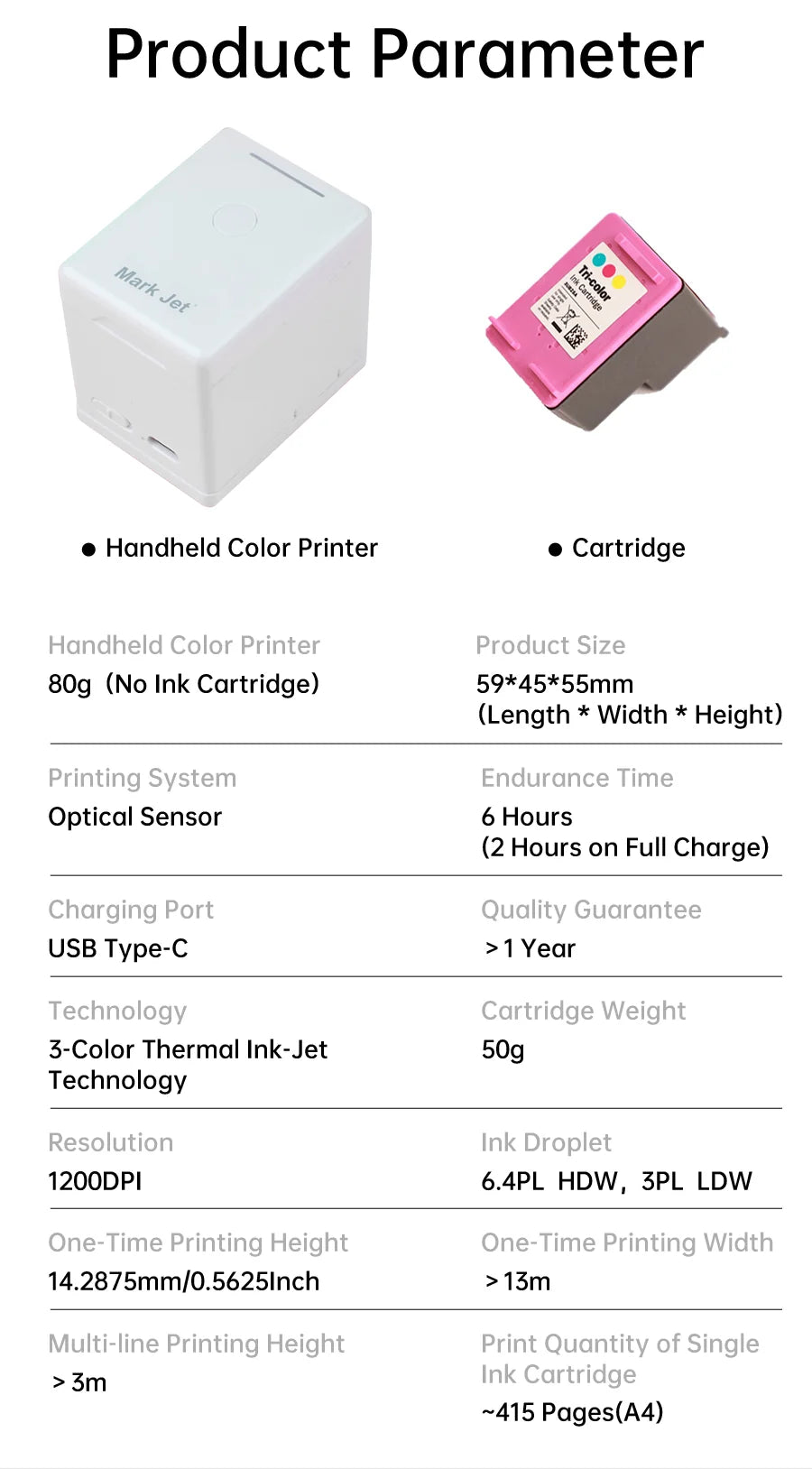 Mini Imprimante Couleur Portable Mini Mark