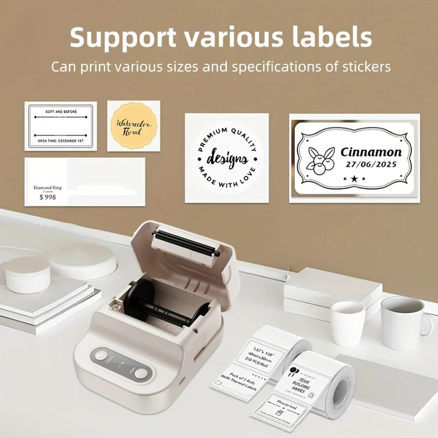 Mini Imprimante Thermique Portable Imprimante d'Étiquettes Auto-Adhésives Portable  Étiqueteuses pour Maison/Bureau/Entreprise