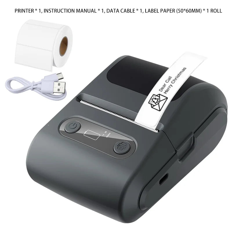 Mini Imprimante Thermique d'Étiquettes Portable Machine Bluetooth Auto-Adhésive pour Étiquettes Autocollantes Rondes UV Rouleaux