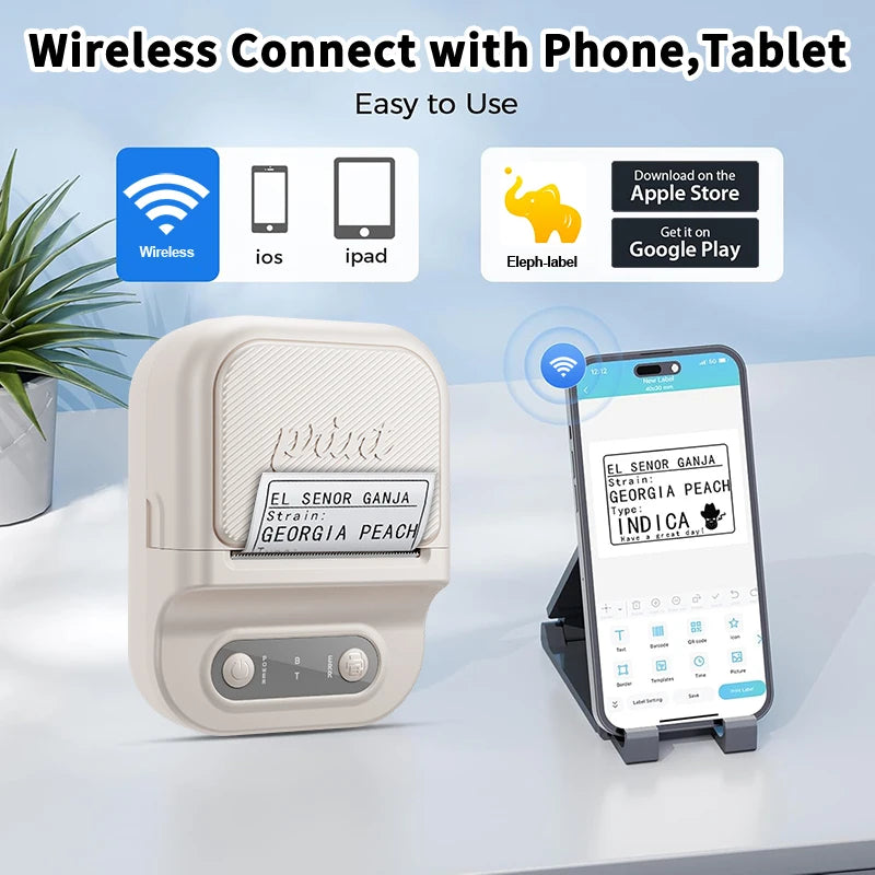 Mini Imprimante Thermique Portable Imprimante d'Étiquettes Auto-Adhésives Portable  Étiqueteuses pour Maison/Bureau/Entreprise