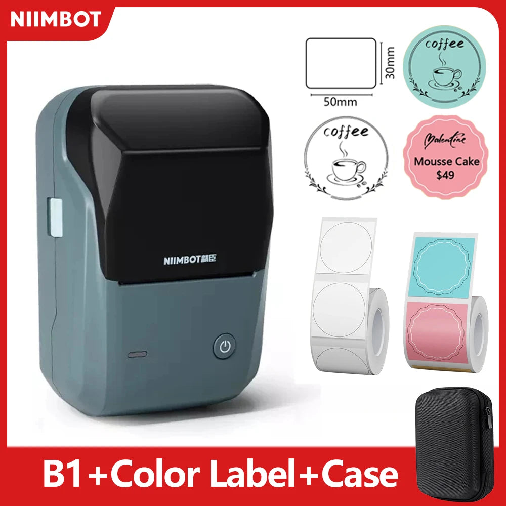 Mini Imprimante Thermique d'Étiquettes Niimbot B1 Portable Imprimante Auto-Adhésive pour Autocollants Étiquettes Rondes Rouleaux Étiquette UV Imprimante Bluetooth
